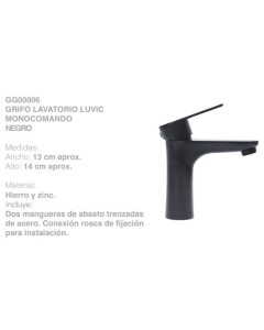 LLAVE LAVATORIO. LUVIC GG00006 MONOCOMANDO NEGRA #3041051