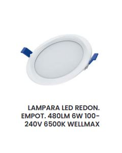 LAMPARA EMPOTRAR LUZ DIA LED RED 6W 6500K WELLMAX #2100320