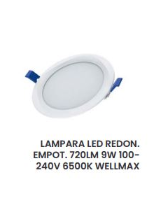 LAMPARA EMPOTRAR LUZ DIA LED RED 9W 6500K WELLMAX #2100321