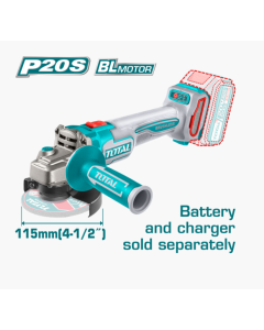 ESMERILADORA INALAMBRICA 4 1/2 TOTAL 20V S/ BATERIA 900W  #UTAGLI21154