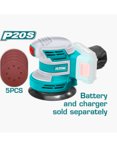 LIJADORA ORBITAL BATERIA LITIO TOTAL 20V SINB #TROSLI2001