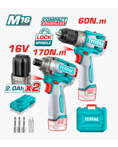 COMBO TALADRO 16V + DESATORNILLADOR INALAMBTICO TOTAL + 2 BAT UTOSLI240968
