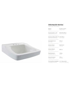 LAVATORIO INCESA EMBAJADOR INSTITUCIONAL BLANCO 1H MOD #3021062