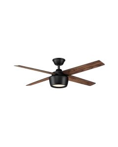 ABANICO 4 ASPAS 52" CON VIDRIO LED ARUBA ASPAS BI TONO CAFE O NEGRO UL #19384