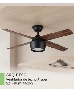 ABANICO 4 ASPAS 52" C/VIDRIO LED ARUBA INT UL #19384