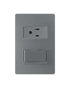 TOMA Y APAGADOR BTICINO LUZICA GRAFITO 15A PU5231GR