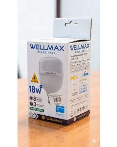 BOMBILLO LED  EMERGENCIA RECARGABLE 18W  E27 6500W WELLMAX #2206567