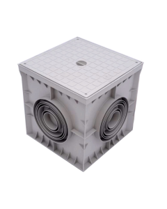 CAJA REGISTRO PLASTICA 400 X 400 POP CON TAPA LISA GRIS #CP404044