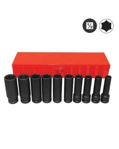 JUEGO DE 10 CUBOS DE IMPACTO LARGOS HEX FORCE ESP 1/2 (11-24 MM) MOD 4107