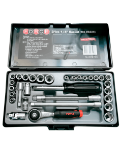 JUEGO CUBOS FORCE 2312-72-5 HEX. ESPIGA FORCE 1/4" , 31 PIEZAS 4 - 14 MM/3/16-9/16"