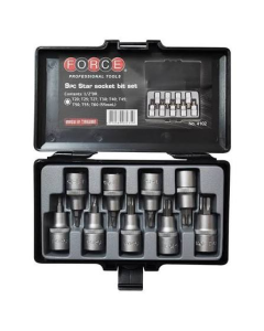 JUEGO 9 CUBOS CROMADOS TORX ESPIGA 1/2 T20-T60 FORCE C/ESTUCHE4102