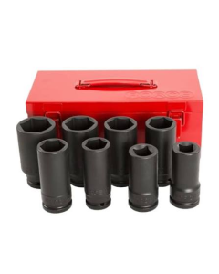 JUEGO 8 CUBOS DE IMPACTO LARGOS ESPIGA 3/4" 6 PUNTOS 27-41MM Y CUAD 19-21MM C/ESTUCHE FORCE 046641