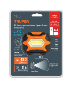 LINTERNA P/ CABEZA 150LUM 1 LED LI-CA-150 TRUPER #11751