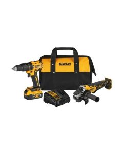 ESMERILADORA 4 1/2 + TALADRO 1/2 PERCUTOR INALAMBRICO 20V DEWALT DCK248P1-B3 BATERIA + CARCADOR
