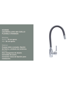 LLAVE BAR LUVIC FREGADERO. GC00005 CROMADA CUELLO FLEXIBLE