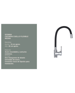 LLAVE BAR LUVIC FREGADERO. GC00004 CUELLO FLEXIBLE NEGRA