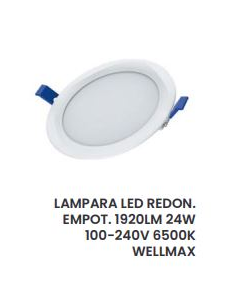 LAMPARA EMPOTRAR LUZ DIA LED RED 24W 6500K WELLMAX #2203911