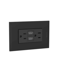 TOMA BTICINO DOBLE + USB NOBILE NEGRO AF2331USBAAEM