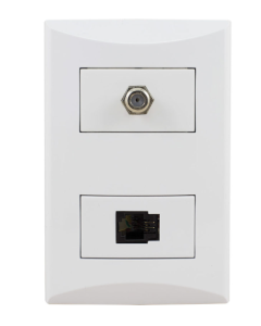 TOMA EAGLE COAXIAL TV + TELEFONO PLATA BLANCO 1007A-W