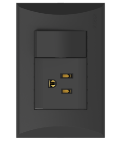 TOMA Y APAGADOR EAGLE  PLATA NEGRO #1006-BK