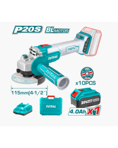 ESMERILADORA INALAMBRICA 4 1/2 TOTAL 20V BL 1BAT 1100W UTAGLI2011587