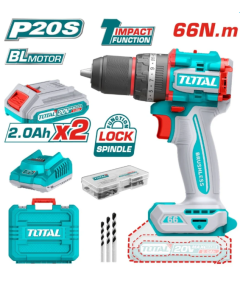 TALADRO INALAMBRICO TOTAL 20V CONPERCUTOR 1/2 C/ ESTUCHE CON2 BAT UTDLI20668